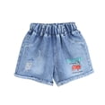 thumbnail image 1 of TOWED22 Toddler Baby Girls Casual Denim Shorts Summer High Waisted Embroidered Print Jeans Short with Pockets(Red,6-7 Y), 1 of 4