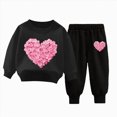 thumbnail image 1 of TOWED22 Toddler Baby Girls Clothes Outfits Long Sleeve Pullover Sweatshirt Tops + Pants Set Fall Winter,Black,1-2 Y, 1 of 4