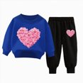 thumbnail image 1 of TOWED22 Toddler Baby Girls Clothes Outfits Long Sleeve Pullover Sweatshirt Tops + Pants Set Fall Winter,Blue,2-3 Y, 1 of 4
