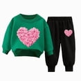 thumbnail image 1 of TOWED22 Toddler Baby Girls Clothes Outfits Long Sleeve Pullover Sweatshirt Tops + Pants Set Fall Winter,Dark Green,3-4 Y, 1 of 4