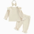 thumbnail image 1 of TOWED22 Toddler Baby Infant Girl Outfits Clothing Set Long Sleeve Graphic Sweatshirt + High WaistJoggers 2pcs Clothes for Preschool(Beige,12-18 M), 1 of 6