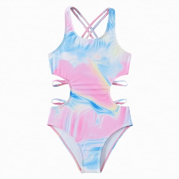 TOWED22 Toddler Baby Swimsuit Girl Bathing Suit Girl 2T 3T 4T 5T 6T Girls One Piece Swimsuits Color Block Swimwear(Pink,5-6 Years)