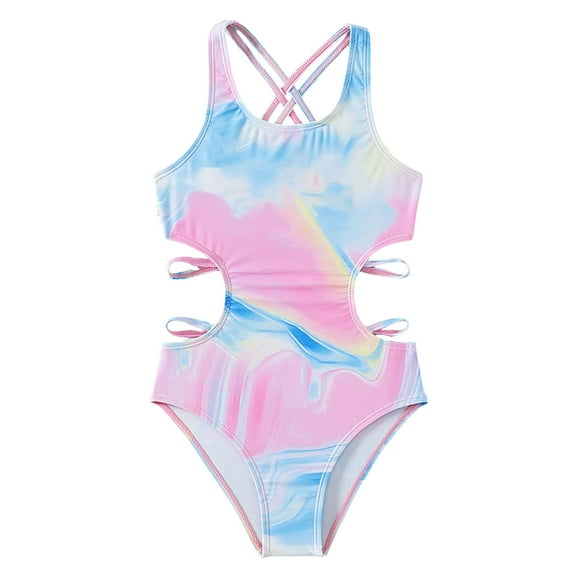 TOWED22 Toddler Baby Swimsuit Girl Bathing Suit Girl 2T 3T 4T 5T 6T Girls One Piece Swimsuits Color Block Swimwear(Pink,9-10 Years)