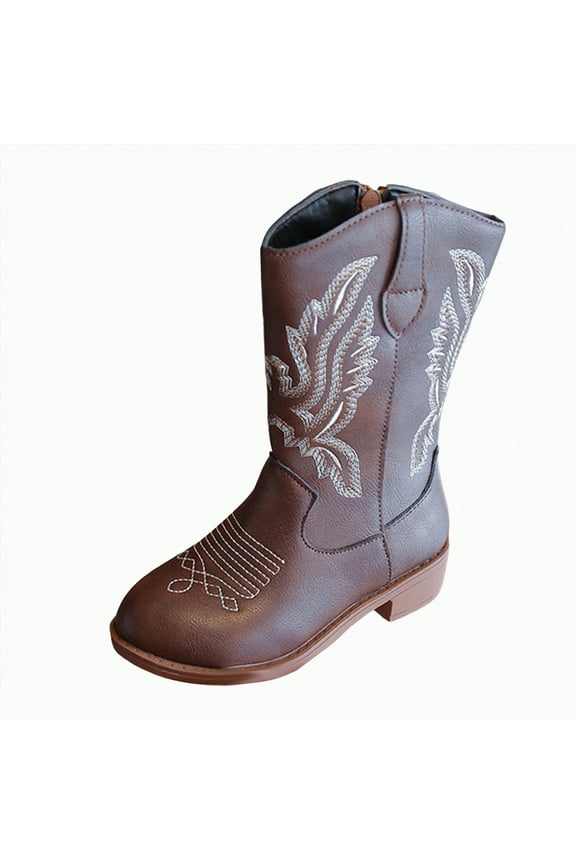 Toddler/Big Girls Knee High Boots with Side Zipper Riding Shoes for Kids Party Christmas Holiday(Brown,2.5)