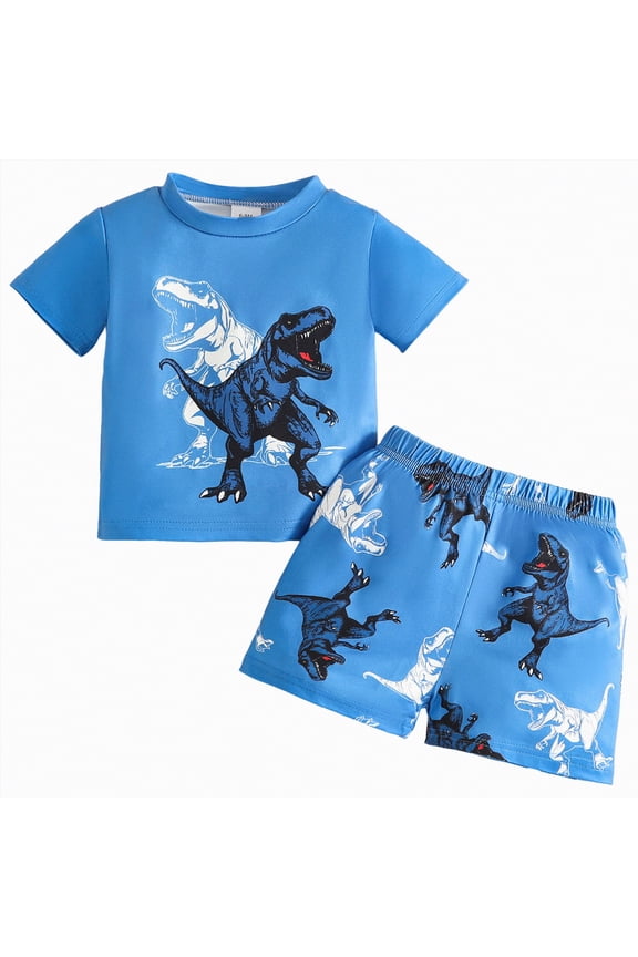 Toddler Boy Airplane Print Short Sleeve Tee Shorts Casual Summer Clothes Outfit Blue,6-9 M