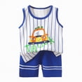 thumbnail image 1 of TOWED22 Toddler Boy Clothes 2pcs Summer Outfits Sleeveless Tank Tee + Colorful Print Pocket Shorts Breathable Set(White,5-6 Y), 1 of 4