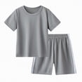 thumbnail image 1 of TOWED22 Toddler Boy Clothes Cute Kids Cotton Summer Outfits Casual Short Sleeve Shorts Set For Boys 1-7 Years(Grey,4-5 Y), 1 of 4