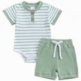 thumbnail image 1 of TOWED22 Toddler Boy Cotton Summer Short Sleeve T-Shirt and Short Set Light Green,6-9 M, 1 of 8