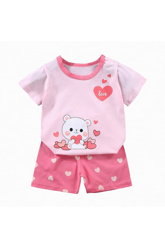 Toddler Boy Deep Sea Shark Print Short Sleeve Tee Shorts Summer Play Clothes Outfit 18 Months-4T Light Pink,12-18 M