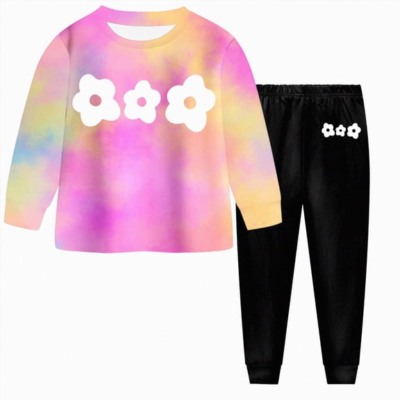 TOWED22 Toddler Boy Girl Pajamas Sleepwear Outfits Set Cute Soft Long Sleeves Top and Casual Pants Sweatsuit 2 Piece Fall Winter Clothing Set for Kids(Pink,3-4 Y)