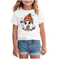thumbnail image 1 of TOWED22 Toddler Boy Girl Pumpkin Ghost Spooky Halloween T-Shirt Short Sleeve Kids Fun Tops,White,6-7 Y, 1 of 5