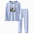thumbnail image 1 of TOWED22 Toddler Boy Outfits Set 2Pcs Long Sleeve Cute Print Round Neck Cotton Sweatshirt Fleece Pants Casual Fall Winter Clothes(Blue,13-14 Y), 1 of 5