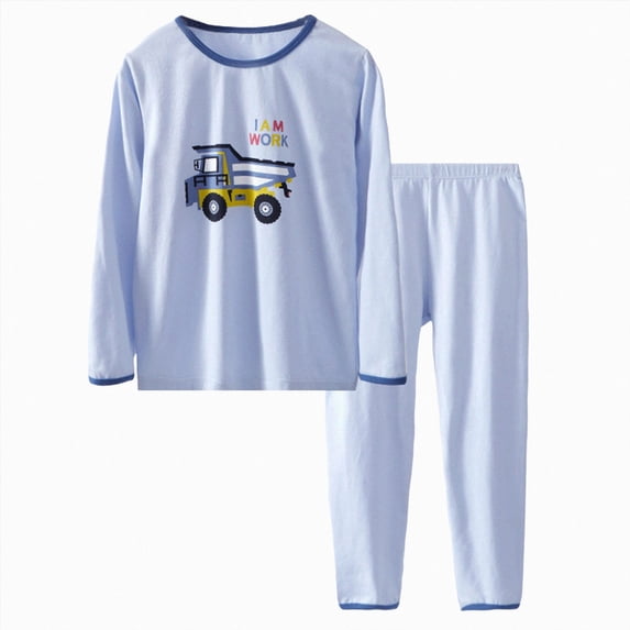 TOWED22 Toddler Boy Outfits Set 2Pcs Long Sleeve Cute Print Round Neck Cotton Sweatshirt Fleece Pants Casual Fall Winter Clothes(Blue,13-14 Y)