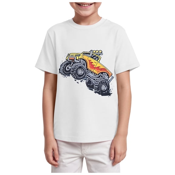TOWED22 Toddler Boy Short Sleeve Shirts Casual Kids Cotton Crewneck Graphic Tee Tops Blouse Dinosaur T Shirt Boys for 1-6 Years(White,13-14 Y)