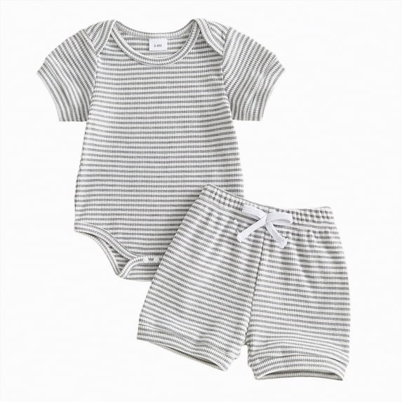 TOWED22 Toddler Boy Summer Clothes 2 Piece Outfit Short Sleeve Truck Tee Cotton Shorts 2T 3T 4T Light Gray,9-12 M