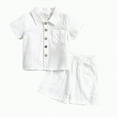 thumbnail image 1 of TOWED22 Toddler Boy Summer Clothes Baby Striped T-Shirt Tops+Solid Shorts 2PCS Outfits Set(White,3-4 Y), 1 of 7