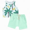 thumbnail image 1 of TOWED22 Toddler Boy Summer Outfits 2pcs Soft Cotton Sleeveless Tee Tank + Print Drawstring Shorts Clothes Set(Light Green,2-3 Y), 1 of 7