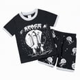 thumbnail image 1 of TOWED22 Toddler Boy Summer Play Clothes Short Sleeve Cartoon T-Shirt Shorts Casual Outfit Black,2-3 Y, 1 of 6