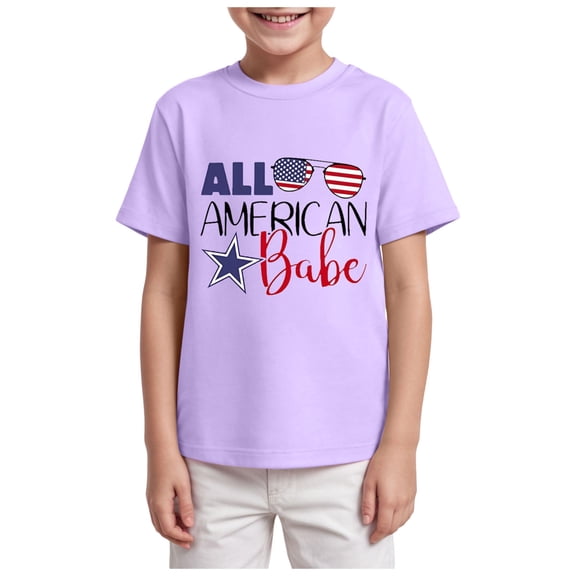 TOWED22 Toddler Boy Tops 2T-8 Years Short Sleeve Crew Neck Coton T-Shirts Soft Comfortable Tees Summer Shirts(Purple,3-4 Y)