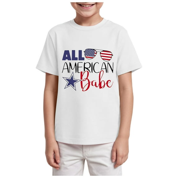 TOWED22 Toddler Boy Tops 2T-8 Years Short Sleeve Crew Neck Coton T-Shirts Soft Comfortable Tees Summer Shirts(White,5-6 Y)