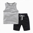 thumbnail image 1 of TOWED22 Toddler Boys 2 PCS Tank Top and Shorts Set Cotton Sleeveless Shirts and Shorts Summer Outfits(Grey,2-3 Y), 1 of 4