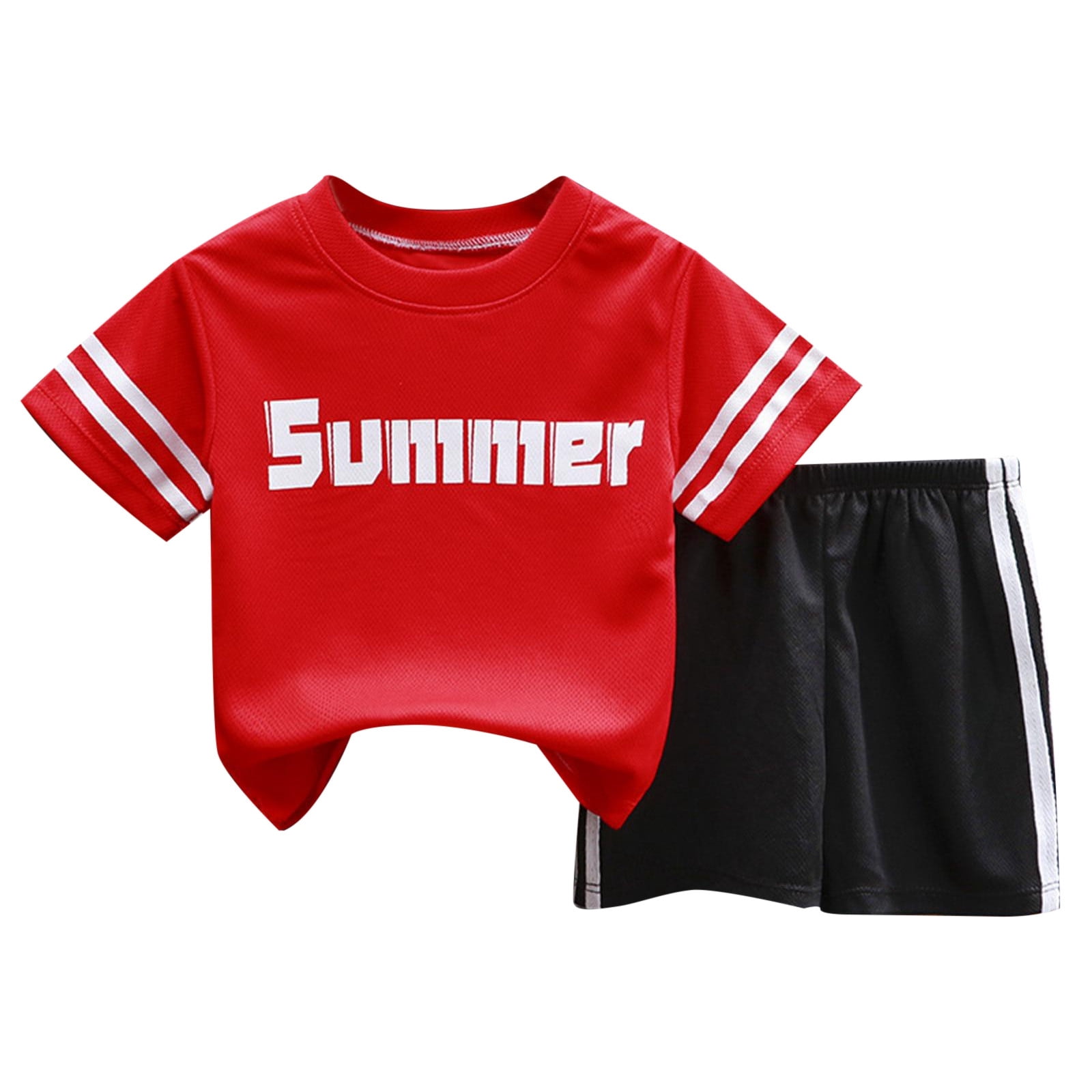 2pcs Kid Boy Casual Plaid Colorblock Short-sleeve Tee and Elasticized Shorts Set