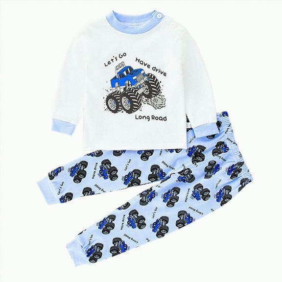 TOWED22 Toddler Boys Clothes Set Crewneck Sweatshirt Long Sleeve Sweater Pants Fall Outfits Blue,4-5 Y