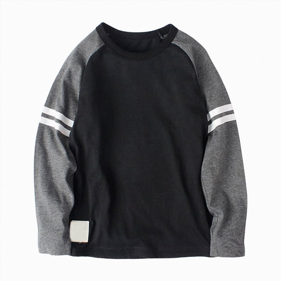 TOWED22 Toddler Boys Cotton T Shirt Kids Splicing Color Collision Long Sleeve Shirts Tops Tee Clothes,Black,4-6 Y