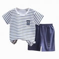 thumbnail image 1 of TOWED22 Toddler Boys Dinosaur Print Short Sleeve Tee Shorts Set Summer Play Outfit 18 Months-4T Light Blue,12-18 M, 1 of 9