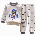 thumbnail image 1 of TOWED22 Toddler Boys Fall Clothes 2 Piece Long Sleeve Print Pattern Crewneck Sweatshirt Fleece Pants Soft Outfits Set(Grey,12-18 M), 1 of 5