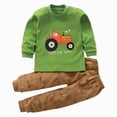 thumbnail image 1 of TOWED22 Toddler Boys Fall Clothes 2Pcs Long Sleeve Graphic Round Neck Pullover Sweatshirt Sweatpants Cozy Outfits Set(Green,4-5 Y), 1 of 6