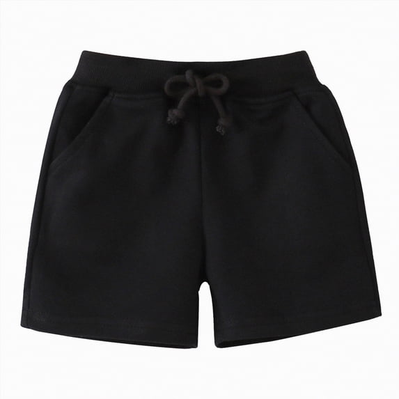 TOWED22 Toddler Boys Girl Summer Knit Shorts with Pocket, Baby Pull-On Soft Active Shorts Black,2-3 Y