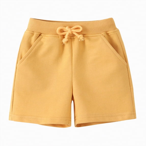 TOWED22 Toddler Boys Girl Summer Knit Shorts with Pocket, Baby Pull-On Soft Active Shorts Yellow,5-6 Y
