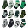 thumbnail image 1 of TOWED22 Toddler Boys Girls Athletic Socks Multi Pack, Cushioned Crew Socks for Everyday Play, Fun Colorful Patterns Green,5Y, 1 of 6