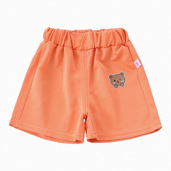 TOWED22 Toddler Boys Girls Cotton Athletic Running Shorts, Kids Summer Casual Fashion Soccer Shorts Orange,2-3 Y