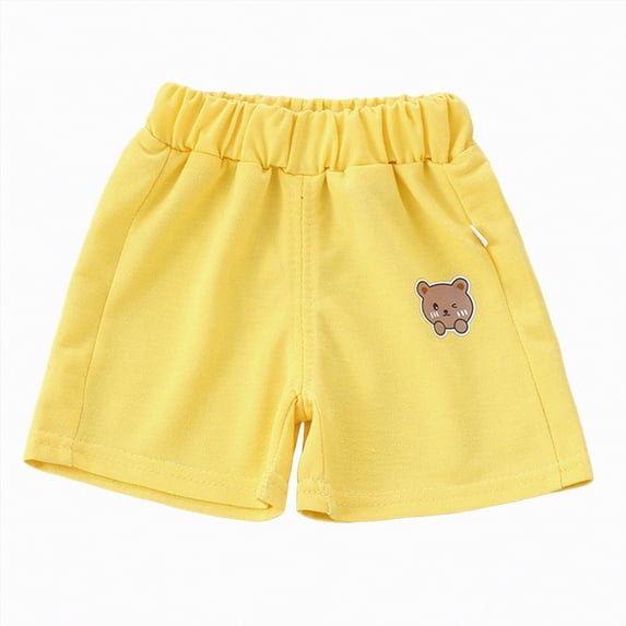 TOWED22 Toddler Boys Girls Cotton Athletic Running Shorts, Kids Summer Casual Fashion Soccer Shorts Yellow,0-6 M
