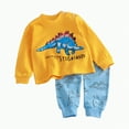 thumbnail image 1 of TOWED22 Toddler Boys Girls Cotton Pajama Set Cute Soft Pajamas Kids Winter Solid Color Cute Print Long Sleeved Home Wear Clothes Suit Baby Clothes Yellow,5-6 Y, 1 of 6