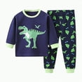 thumbnail image 1 of TOWED22 Toddler Boys Girls Cotton Pajamas Set Kids Print jammies Toddler Winter Solid Color Cute Print Long Sleeved Home Wear Baby Clothes Suit Navy,2-3 Y, 1 of 4