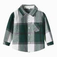 thumbnail image 1 of TOWED22 Toddler Boys Girls Flannel Plaid Shirt Button Down Long Sleeve Jacket Lapel Shacket Coat Tops Casual Outwear,Green,2-3 Y, 1 of 5