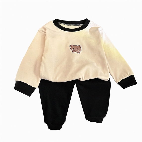 TOWED22 Toddler Boys Girls Outfits Cute Graphic Cotton Kids 2 Piece Long Sleeve Crewneck Tops+Pants Set Loose Fit Trendy Clothes 3 6 9 12 18 24 Months 2t 3t 4t 5t 6t 7t 8t 9t(Coffee,4-5 Y)