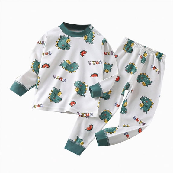 TOWED22 Toddler Boys Girls Pajamas 2 Piece Long Sleeve Pjs Set Cotton Fall Winter Sleepwear 3 6 9 12 18 24 Months 2 3 4 5 6 7 8 9 Years(White,3-6 M)