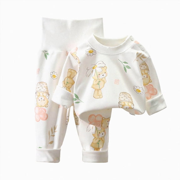TOWED22 Toddler Boys Pajamas 2 Pieces Long Sleeve Top and Pants Set Cotton Print Pjs Sleepwear Jammies Fall Winter 6-12 Months 12-24 Months 2t 3t 4t 5t 6t 7t 8t 9t Children,Khaki,3-6 M