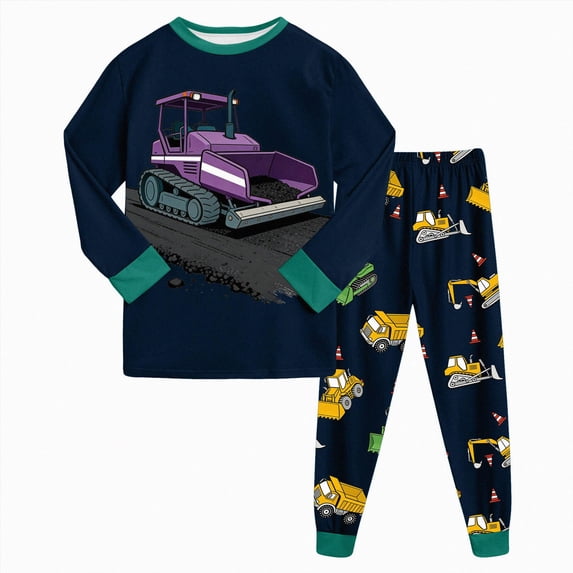 TOWED22 Toddler Boys Pajamas Set 2Pcs Long Sleeve Cotton Print Top and Pants Soft Sleepwear Pjs Jammies Fall Winter 6-12 Months 12-24 Months 2t 3t 4t 5t 6t 7t 8t 9t Children,Dark Green,8-9 Y
