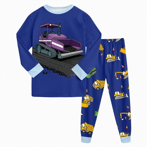 TOWED22 Toddler Boys Pajamas Set 2Pcs Long Sleeve Cotton Print Top and Pants Soft Sleepwear Pjs Jammies Fall Winter 6-12 Months 12-24 Months 2t 3t 4t 5t 6t 7t 8t 9t Children,Blue,8-9 Y