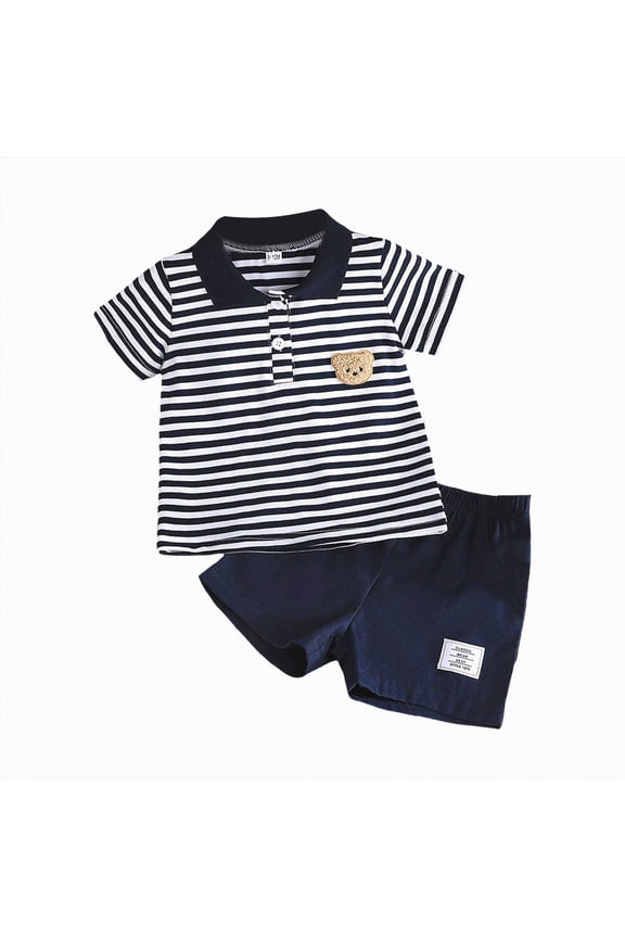 Toddler Boys Rocket Blast Print Short Sleeve T-Shirt Shorts Casual Summer Clothes Set Navy,9-12 M