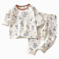 thumbnail image 1 of TOWED22 Toddler Boys Sleepwear 2Pcs Pajamas Set Long Sleeve Crewneck Top and Pants Cotton Jammies Pjs Fall Winter 6-12 Months 12-24 Months 2t 3t 4t 5t 6t 7t 8t 9t Children,White,3-4 Y, 1 of 6