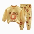 thumbnail image 1 of TOWED22 Toddler Boys Soft Clothes Set 2 Piece Long Sleeve Printed Crewneck Tee Elastic Waist Sweatpants Fall Winter Outfits(Yellow,3-4 Y), 1 of 4