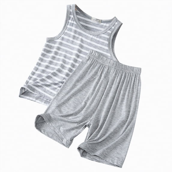 TOWED22 Toddler Boys Summer Clothing Sets Sleeveless Graphic Tank Top Jogger Shorts Lightweight Grey,3-4 Y