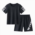 thumbnail image 1 of TOWED22 Toddler Boys Summer Sports Sets Athletic Clothes 2Pcs Short Sleeve Tee and Mesh Shorts Outfits Set Clothing(Black,4-5 Y), 1 of 4