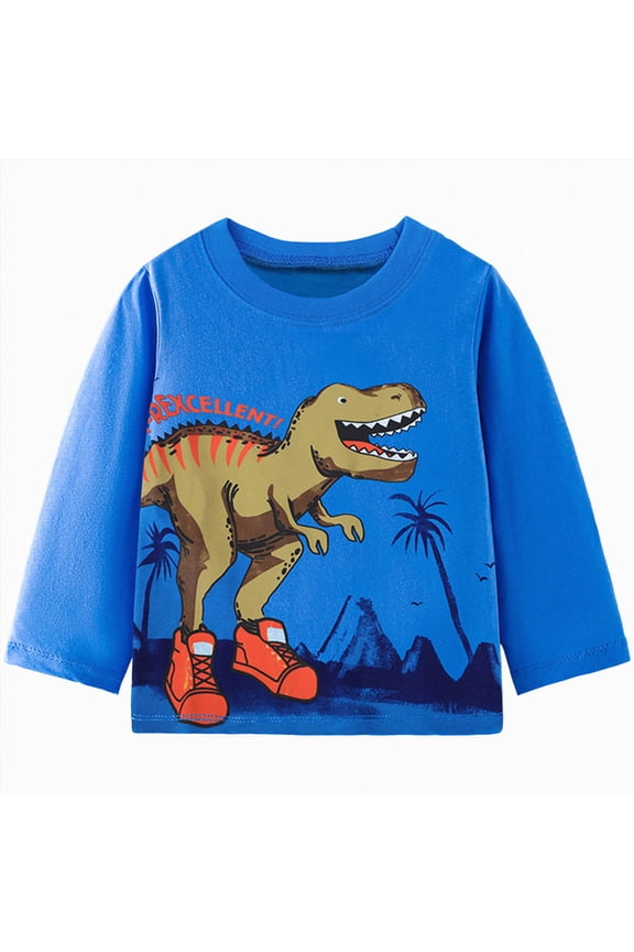 Toddler Boys Sweatshirts Dinosaur Patterned Long Sleeve Pullover Crewneck Winter Warm Sweater Crewneck Pullover Tops(Blue,3Y)